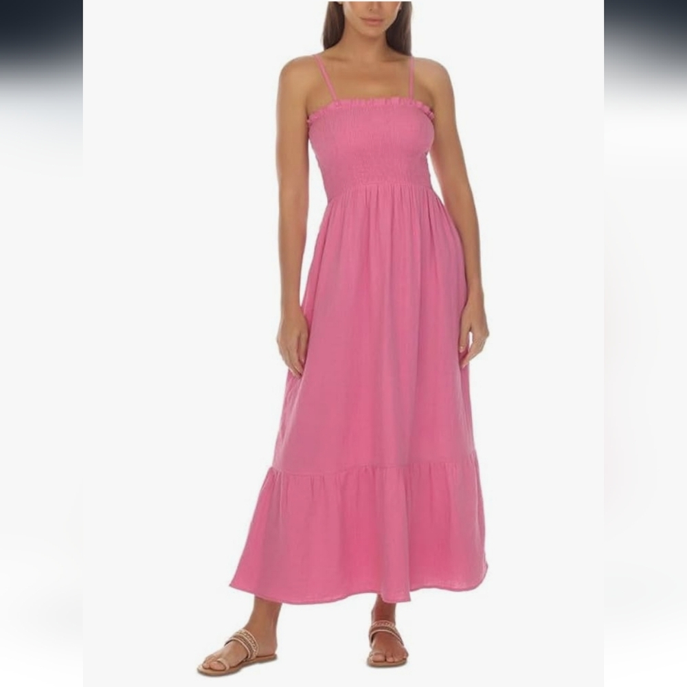 Raviya Pink Smocked Strap Maxi Dress